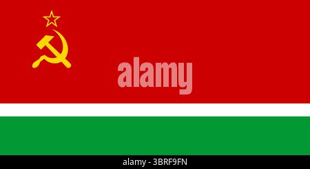 Drapeau de la République socialiste soviétique de Lituanie (1953-1988), bandes horizontales rouges et vertes avec marteau et faucille, emblème de la Lituanie soviétique Illustration de Vecteur