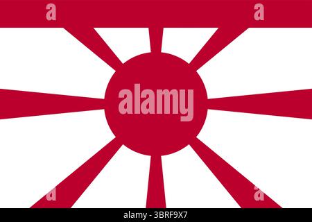 Standard du vice-amiral de la Marine impériale japonaise - drapeau naval historique avec ancre d'or et emblème de fleur de cerisier sur fond blanc Illustration de Vecteur