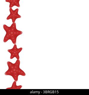 Fond marin latéral avec bordure rouge étoile de mer Illustration de Vecteur