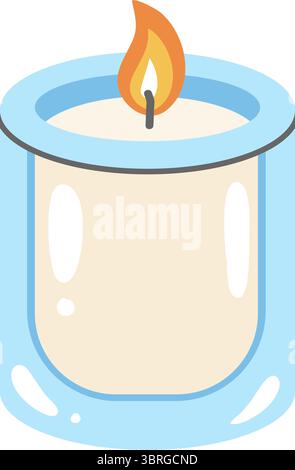 couronne avec des bougies avec des bords bleus et des flammes scintillantes, parfait pour des motifs confortables, spa ou de relaxation sur le thème. Illustration de Vecteur