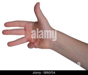 Une main tend la main avec les doigts écartés dans un geste expressif. Banque D'Images