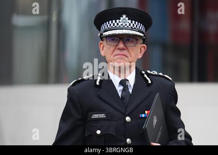 Photo du dossier datée du 11/02/25 du commissaire de police métropolitaine Sir Mark Rowley. Les disparités raciales dans le système de justice pénale sont « honteuses » pour Londres, a déclaré le chef de la police métropolitaine. Date d'émission : dimanche 13 juillet 2025. Banque D'Images