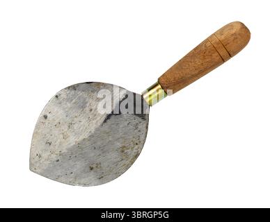 Truelle en acier pour le travail du béton avec manche en bois Banque D'Images
