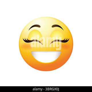 Illustration vectorielle d'émoticône de fille isolée. Icône Emoji heureuse. Illustration de Vecteur