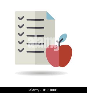 Liste de régime avec icône de vecteur de pomme. Symbole graphique pour la forme physique et la perte de poids site Web et conception d'applications, logo, application, interface utilisateur Illustration de Vecteur