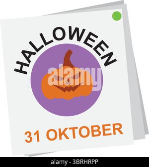 Calendrier d'Halloween avec date d'octobre 31 et citrouille Illustration de Vecteur