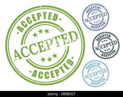 Un pack de badges approuvé, icônes de timbres acceptés par Grunge Rubber Illustration de Vecteur