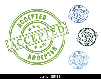 Un ensemble de timbres officiellement accepté, conception vectorielle d'approbation en caoutchouc Grunge Illustration de Vecteur