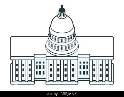 Icône du bâtiment du Capitole des États-Unis. Architecture de style classique. Illustration vectorielle de dessin animé simple. Illustration de Vecteur