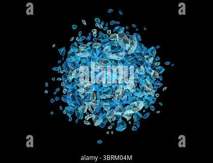 Cristaux de sel bleu éclatant sur fond noir Illustration de Vecteur
