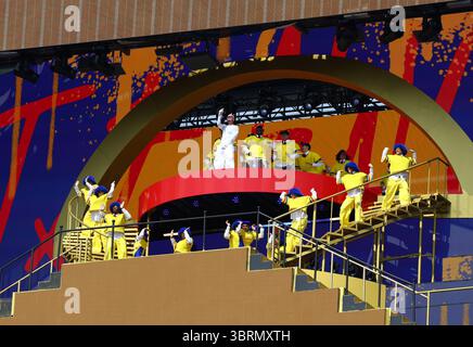 East Rutherford, États-Unis. 13 juillet 2025. J Balvin se produit pendant le spectacle de la mi-temps lors de la finale de la Coupe du monde des clubs de la FIFA 2025 au MetLife Stadium à East Rutherford, New Jersey, le dimanche 13 juillet 2025. Photo de Christian Brunskill/UPI crédit : UPI/Alamy Live News Banque D'Images