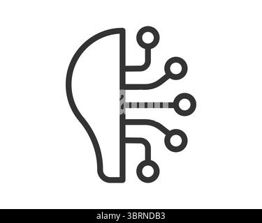 Icône minimaliste d'une tête connectée à un circuit imprimé. Représente l'IA, l'apprentissage automatique, la technologie, l'innovation. Utilisation pour le site Web, l'application, les présentations. Illustration de Vecteur