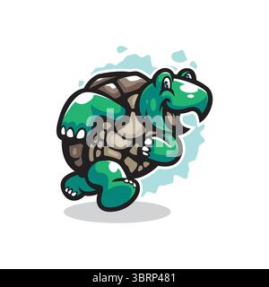 Vecteur de conception de logo de mascotte de tortue avec un style de concept d'illustration moderne pour l'impression de badge, d'emblème et de t-shirt. Illustration tortue intelligente. Illustration de Vecteur