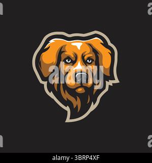 Vecteur de conception de logo de mascotte de chien avec style de concept d'illustration moderne pour l'impression de badge, d'emblème et de t-shirt. Illustration de tête de chien. Illustration de Vecteur