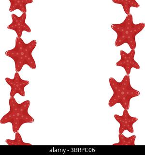 Fond marin vertical avec bordure rouge d'étoile de mer Illustration de Vecteur