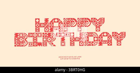 Police décorative ethnique tribale, motif folklorique blocs de lettres. Alphabet africain, aztèque, scandinave, boho styles pour emballage ethnique, invitation Illustration de Vecteur
