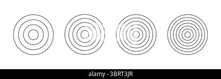 Cercles concentriques de grilles polaires. Roue de la vie, tracker d'habitudes. Diagrammes circulaires divisés en segments. Papier quadrillé polaire vierge. Modèle graphique. Illustration de Vecteur