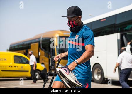22 septembre 2020, Séville, SÉVILLE, ESPAGNE : Diego Carlos lors du départ du Sevilla Futbol Club pour la finale de la Supercoupe à Budapest à l'aéroport international de San Pablo le 22 septembre 2020 à Séville, Espagne. (Crédit image : © Joaquin Corchero/AFP7 via ZUMA Wire) Banque D'Images