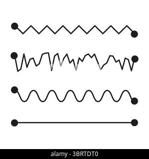 Jeu de lignes de séparation. Eléments ondulés. Vecteur de contour graphique. Lignes décoratives horizontales Illustration de Vecteur