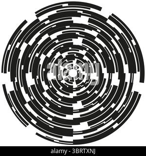 Icône labyrinthe concentrique. Répétition radiale complexe. Vecteur Tech spirale. Labyrinthe circulaire. Illustration de Vecteur