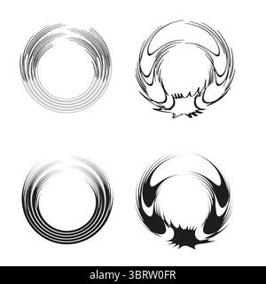 Lignes de vitesse circulaires. Jeu de bagues dynamiques. Images de mouvement tourbillonnant. Cercle d'énergie vectorielle. Illustration de Vecteur
