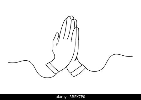 Icône de prière dessin continu d'une ligne et style minimaliste isolent l'illustration de contour Illustration de Vecteur