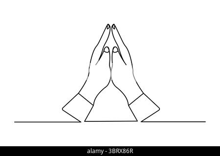 Icône de prière dessin continu d'une ligne et style minimaliste isolent l'illustration de contour Illustration de Vecteur