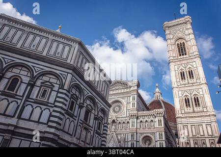 Icônes de Florence : Baptistère, cathédrale et clocher Banque D'Images