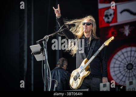Oslo, Norvège. 28 juin 2025. Le chanteur et guitariste américain Jerry Cantrell donne un concert live lors du festival norvégien tons of Rock 2025 à Oslo. Banque D'Images