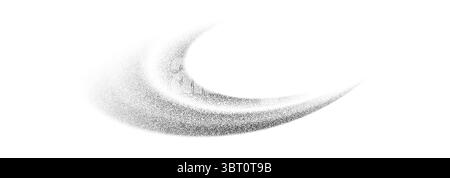Forme ondulée texturée à grain. Elément de bruit noir abstrait dégradé. Stipple fluide, éclaboussures demi-teintes, dotwork. Isolé sur fond blanc. Vecteur Illustration de Vecteur