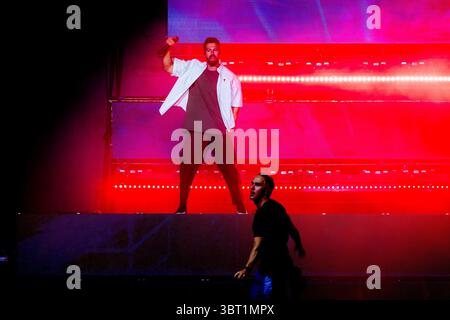 James Maslow du boys band américain Big Time Rush en concert à Milan, en Italie, le 13 juin 2024 Banque D'Images