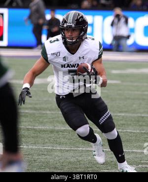 14 septembre 2019 - le récepteur Jason-Matthew Sharsh #3 des Rainbow Warriors d'Hawaï pendant le match entre les Rainbow Warriors d'Hawaï et les Huskies de Washington au Husky Stadium de Seattle, WA - Michael Sullivan/CSM(crédit image : &copy ; Michael Sullivan/CSM via ZUMA Wire) Banque D'Images
