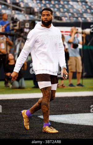 Le 16 septembre 2019, le receveur Wide des Browns de Cleveland Odell Beckham Jr. (13 ans) regarde avant le match NFL entre les Browns de Cleveland et les jets de New York au MetLife Stadium à East Rutherford, New Jersey. Christopher Szagola/CSM(image de crédit : &copy ; Chris Szagola/CSM via ZUMA Wire) Banque D'Images