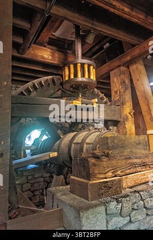 Inside of Plimoth Grist Mill , Plymouth, Massachusetts, Nouvelle-Angleterre, États-Unis Banque D'Images