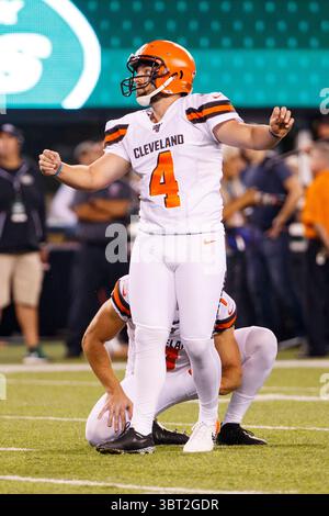 Le 16 septembre 2019, le kicker Austin Seibert (4) des Browns de Cleveland en action lors du match NFL entre les Browns de Cleveland et les jets de New York au MetLife Stadium à East Rutherford, New Jersey. Christopher Szagola/CSM(image de crédit : &copy ; Chris Szagola/CSM via ZUMA Wire) Banque D'Images