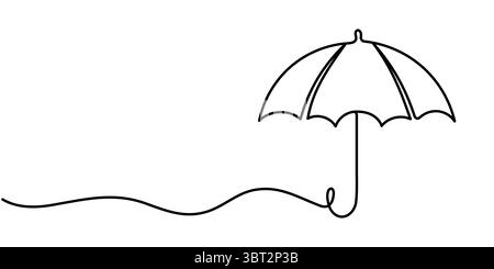 Dessin continu d'une ligne d'un trait modifiable en parapluie. Illustration de Vecteur