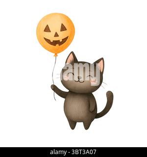 Aquarelle Halloween Clipart – jolis éléments peints à la main pour les projets de design saisonnier Banque D'Images