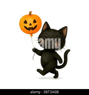 Aquarelle Halloween Clipart – jolis éléments peints à la main pour les projets de design saisonnier Banque D'Images