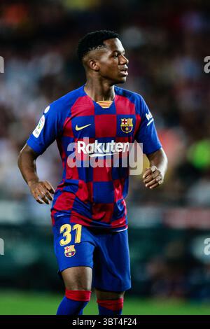 24 septembre 2019, Barcelone, Barcelone, Espagne : 31 Ansu Fati du FC Barcelone lors du match de la Liga entre le FC Barcelone et Vilareal au stade Camp Nou à Barcelone le 24 septembre 2019, Espagne. (Crédit image : © AFP7 via ZUMA Wire) Banque D'Images