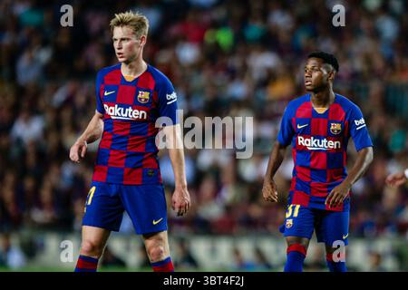 24 septembre 2019, Barcelone, BARCELONE, Espagne : 21 Frenkie de Jong de Hollande du FC Barcelone et 31 Ansu Fati du FC Barcelone lors du match de Liga entre le FC Barcelone et Vilareal au stade Camp Nou à Barcelone le 24 septembre 2019, Espagne. (Crédit image : © AFP7 via ZUMA Wire) Banque D'Images