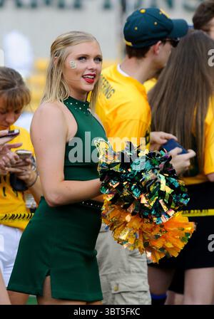 Septembre 28 2019 : Baylor Bears pom-meneurs avant la première moitié du match de football NCAA entre les cyclones de l'État de l'Iowa et les Baylor Bears au McLane Stadium à Waco, Texas. Matthew Lynch/CSM(image de crédit : &copy ; Matthew Lynch/CSM via ZUMA Wire) Banque D'Images