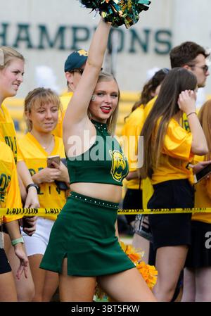 Septembre 28 2019 : Baylor Bears pom-meneurs avant la première moitié du match de football NCAA entre les cyclones de l'État de l'Iowa et les Baylor Bears au McLane Stadium à Waco, Texas. Matthew Lynch/CSM(image de crédit : &copy ; Matthew Lynch/CSM via ZUMA Wire) Banque D'Images