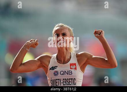 1er octobre 2019 : Justyna ÅšwiÄ™Ty-Ersetic, polonaise, participe au 200 mètres féminin lors des 17e Championnats du monde d'athlétisme de l'IAAF au stade Khalifa à Doha, Qatar. Ulrik Pedersen/CSM.(image de crédit : &copy ; Ulrik Pedersen/CSM via ZUMA Wire) Banque D'Images