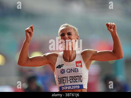 1er octobre 2019 : Justyna ÅšwiÄ™Ty-Ersetic, polonaise, participe au 200 mètres féminin lors des 17e Championnats du monde d'athlétisme de l'IAAF au stade Khalifa à Doha, Qatar. Ulrik Pedersen/CSM.(image de crédit : &copy ; Ulrik Pedersen/CSM via ZUMA Wire) Banque D'Images
