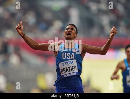 1er octobre 2019 : Donavan Brazier, américain, remporte l'or au 800 mètres masculin lors des 17e Championnats du monde d'athlétisme de l'IAAF au stade Khalifa de Doha, Qatar. Ulrik Pedersen/CSM.(image de crédit : &copy ; Ulrik Pedersen/CSM via ZUMA Wire) Banque D'Images