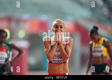 1er octobre 2019 : Justyna ÅšwiÄ™Ty-Ersetic, polonaise, participe au 200 mètres féminin lors des 17e Championnats du monde d'athlétisme de l'IAAF au stade Khalifa à Doha, Qatar. Ulrik Pedersen/CSM.(image de crédit : &copy ; Ulrik Pedersen/CSM via ZUMA Wire) Banque D'Images