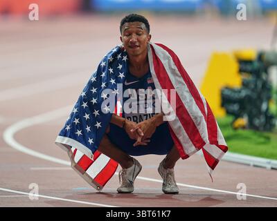 1er octobre 2019 : Donavan Brazier, américain, remporte l'or au 800 mètres masculin lors des 17e Championnats du monde d'athlétisme de l'IAAF au stade Khalifa de Doha, Qatar. Ulrik Pedersen/CSM.(image de crédit : &copy ; Ulrik Pedersen/CSM via ZUMA Wire) Banque D'Images