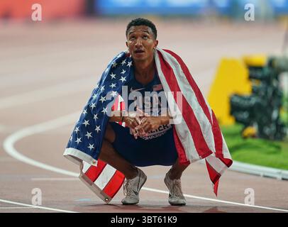 1er octobre 2019 : Donavan Brazier, américain, remporte l'or au 800 mètres masculin lors des 17e Championnats du monde d'athlétisme de l'IAAF au stade Khalifa de Doha, Qatar. Ulrik Pedersen/CSM.(image de crédit : &copy ; Ulrik Pedersen/CSM via ZUMA Wire) Banque D'Images