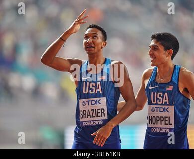 1er octobre 2019 : Donavan Brazier, américain, remporte l'or au 800 mètres masculin lors des 17e Championnats du monde d'athlétisme de l'IAAF au stade Khalifa de Doha, Qatar. Ulrik Pedersen/CSM.(image de crédit : &copy ; Ulrik Pedersen/CSM via ZUMA Wire) Banque D'Images