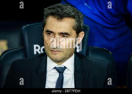 6 octobre 2019, Barcelone, BARCELONE, Espagne : Ernesto Valverde de l'Espagne du FC Barcelone lors du match de la Liga entre le FC Barcelone et Sevilla FC au Camp Nou Stadium à Barcelone 06 octobre 2019, Espagne. (Crédit image : © AFP7 via ZUMA Wire) Banque D'Images